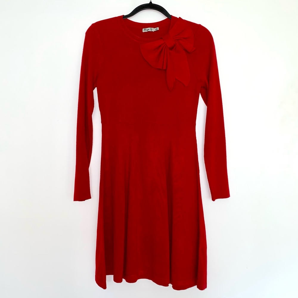 Eliza J Red bow knit sweater dress Size M